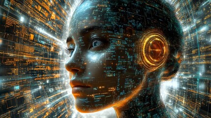 Leinwandbilder - Controlling AI-Enhanced Human Proxies Through Complex Algorithms and Advanced Technological Systems. Futuristic Concept Depicting the Manipulation and Automation of Humanity.