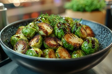 Roasted Brussel Sprouts with Balsamic Glaze and Thyme