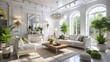 © prapatsorn - Modern White Interior Design: Bright and Airy Living Space with Minimalist Decor and Natural Light