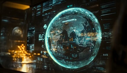 Futuristic Digital Globe Displayed on a Screen