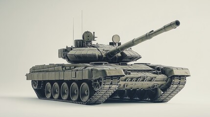 A tank with camouflage paint isolated on a white background.