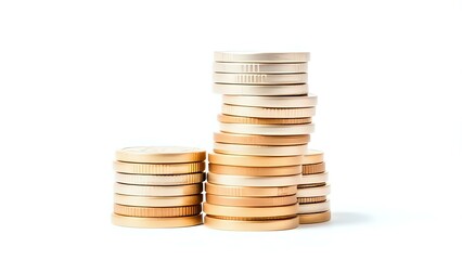 Stack of Coins on White Background