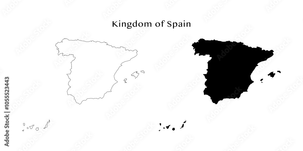 Spain map icon. Black Map of Spain on White Background. Vector ...