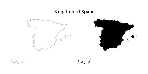 Spain map icon. Black Map of Spain on White Background. Vector illustration