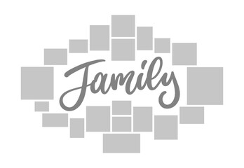 Aufkleber - Family photo collage template composition frames for interior design. Vector layout collage.