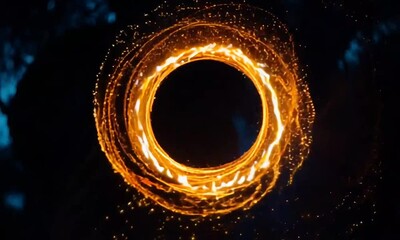 Wall Mural - Fiery Ring of Sparks in Dark Space
