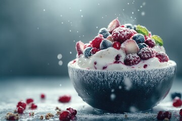 Wall Mural - Fresh Fruit Bowl Powdered Sugar