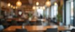 © Blind  - table and chairs in cafe, Blur of coffee shop or coworking space, blurred background, people walking on the street