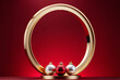 © Galeno - red festive background christmas ornaments gold frame minimal round display