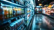 © Juan - A beautifully illuminated beverage aisle in a bustling supermarket during the late hours of the night