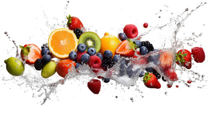 Wall Mural - Mixed Fresh Fruits with Splashing Water