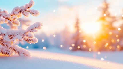Wall Mural - sunlit snow-laden tree branches casting intricate shadows on the ground in a serene winter setting.