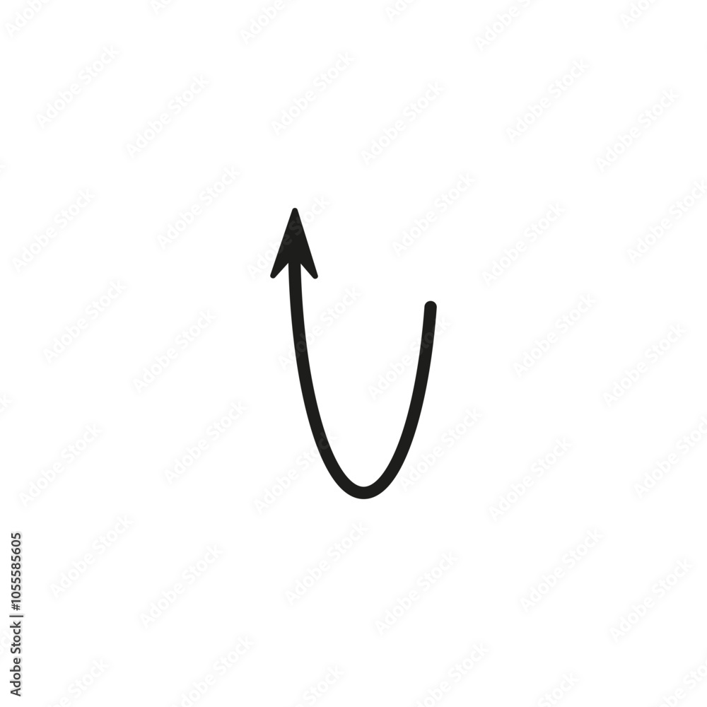 Semicircular thin arrow. Rounded curved shape. The semi circle arrow is ...
