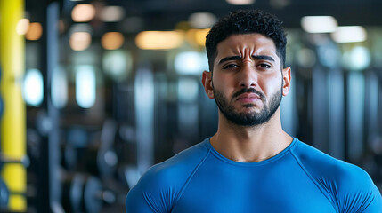 Portrait Of Young Arab Bodybuilder Suffering Lower Back Pain At Gym