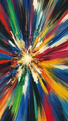 Wall Mural - Colorful starburst expanding abstract painting