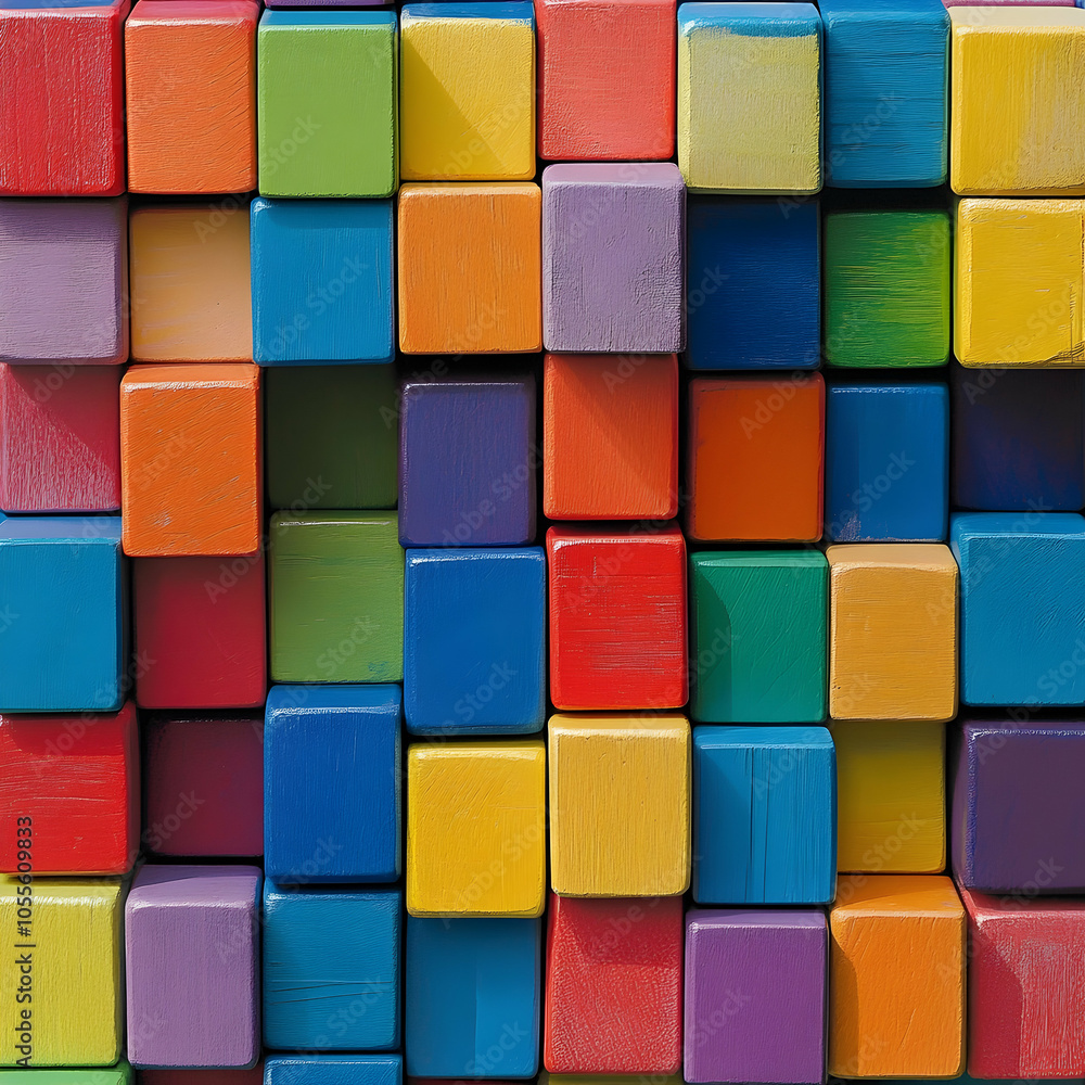 Stacked Colorful Building Blocks: Brightly colored building blocks ...