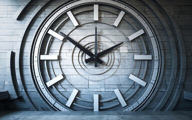 Abstract clock face  silver and black  modern design  time concept  futuristic  time is running out   