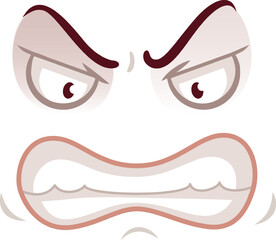 Wall Mural - Cartoon face shows intense anger with furrowed brows and a grimace on a white background.