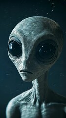 Wall Mural - intriguing grey alien intently observing swirling cosmic dust in the vastness of space