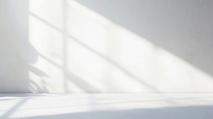 Wall Mural - realistic and minimalist blurred natural light windows shadow overlay on wall paper texture abstract
