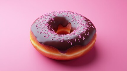 Wall Mural - Chocolate Donut On Bright Background