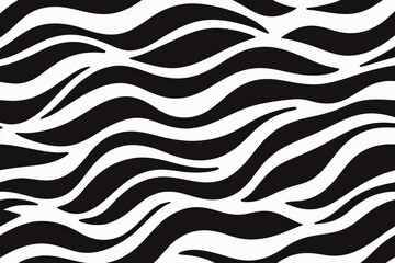 Wall Mural - dynamic black and white wavy pattern creating an artistic and modern look for backgrounds or textile