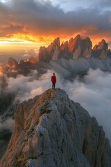 Wall Mural - Person on Top of Mountain