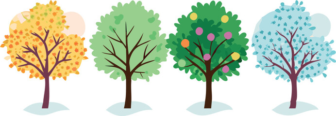 seasons of tree vector