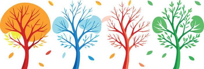 seasons of tree vector