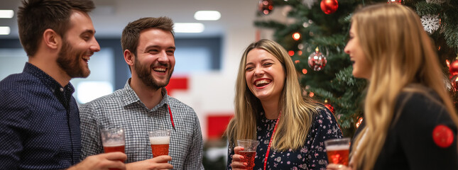 People having fun at the company Christmas party