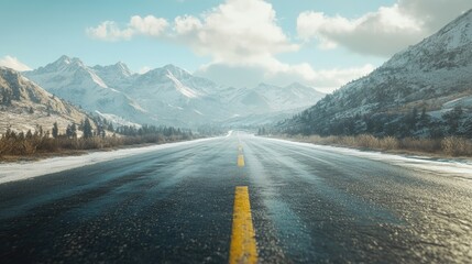 New Year road trip concept featuring a scenic highway landscape symbolizing a positive and successful beginning for the upcoming year