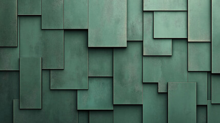 Sticker - Abstract geometric background with overlapping green rectangular panels creating a layered texture effect