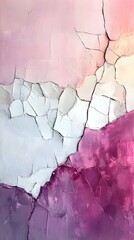 Wall Mural - Art, Oil Painting, Thick and Cracked, White and Purple, Abstract Image, Texture, Pattern Background, Wallpaper, Smartphone Cover and Screen, PC, Laptop, 9:16 and 16:9 Format