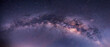 © noon@photo - Panorama blue night sky milky way and star on dark background.Universe filled with stars, nebula and galaxy with noise and grain.Photo by long exposure and select white balance.