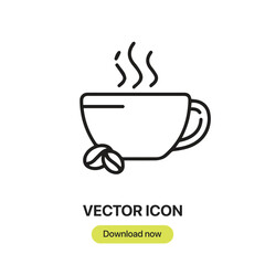 Poster - Coffee cup icon vector. Linear-style sign for mobile concept and web design. Coffee cup symbol illustration. Pixel vector graphics - Vector.	