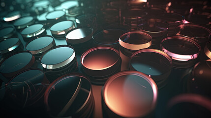 Wall Mural - technology abstract background with hud styled round interface elements in neon tech light.