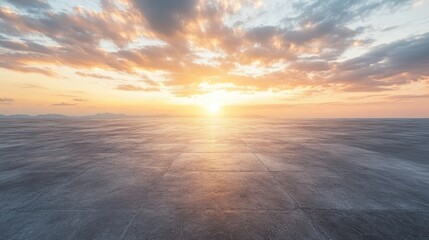 Aufkleber - Empty concrete floor under a sunset sky