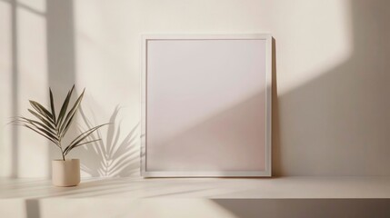 Fototapete - Minimalist white frame on a soft gradient background featuring clean lines and a contemporary aesthetic