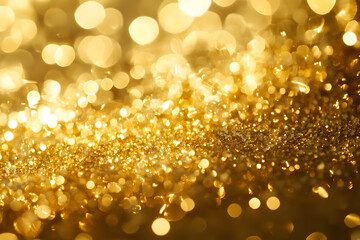 A shimmering golden background with bokeh effects, creating a luxurious and festive atmosphere.