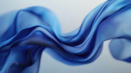 Poster - Flowing abstract blue fabric in the air showcasing a soft elegant and dynamic appearance