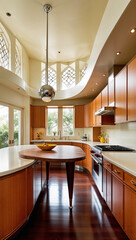 Kitchen interior with sunlight