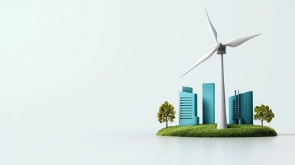 Wind turbine and modern buildings, eco concept