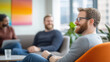 © OHMAl2T - Engaging in conversation among colleagues in a modern lounge