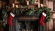 © Dara - An overhead shot of a fireplace mantle adorned with Advent candles, stockings, and garlands.