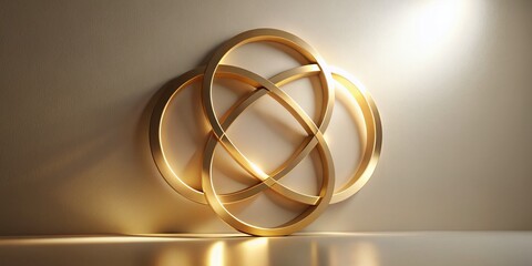 Elegant Minimalist 3D Render of Gold Anniversary Symbol with Subtle Reflections and Soft Lighting for Celebrating