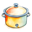 © Tark - Crock pot, watercolor illustration on white background. Generative AI