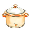 © Tark - Crock pot, watercolor illustration on white background. Generative AI