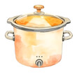 © Tark - Crock pot, watercolor illustration on white background. Generative AI