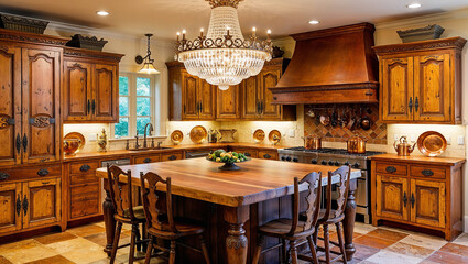 Kitchen interior with sunlight