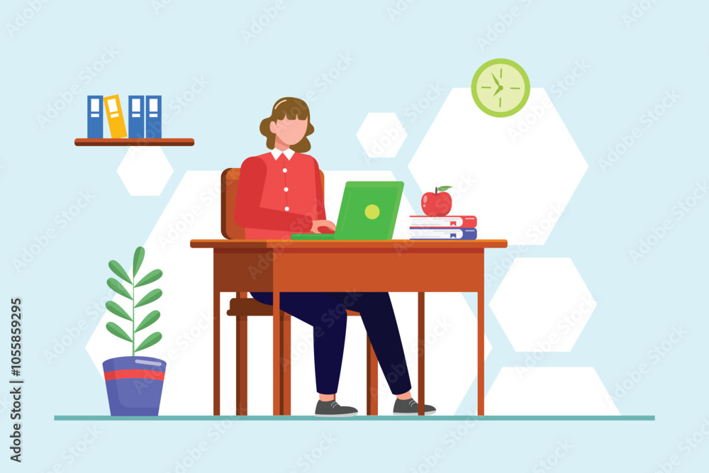 Student learning concept. Colored flat vector illustration isolated ...